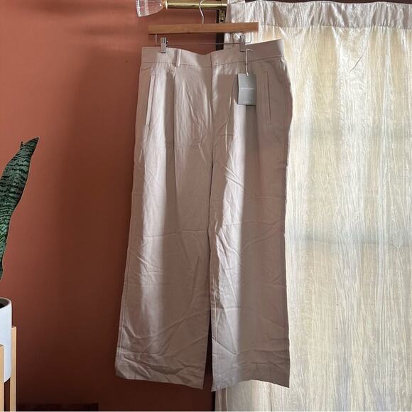 Everlane The Way-High Drape Pant Sandstone Cream Tan Trousers NWT Size 16S Short - Picture 2 of 9